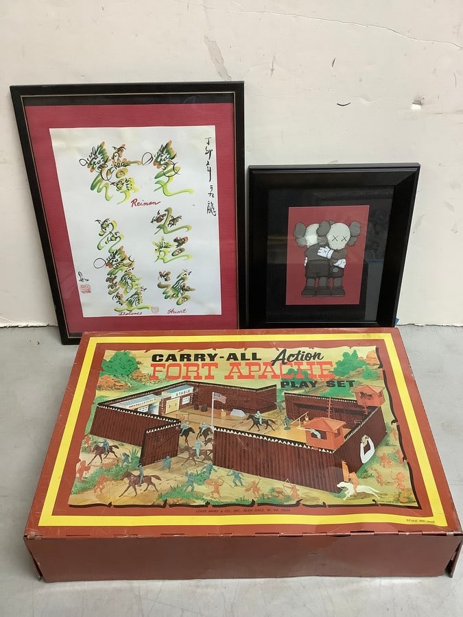 Vintage Carry all action Fort Apache play set(12.75in.x19in.x4.25in.) and framed prints (1 of 1)