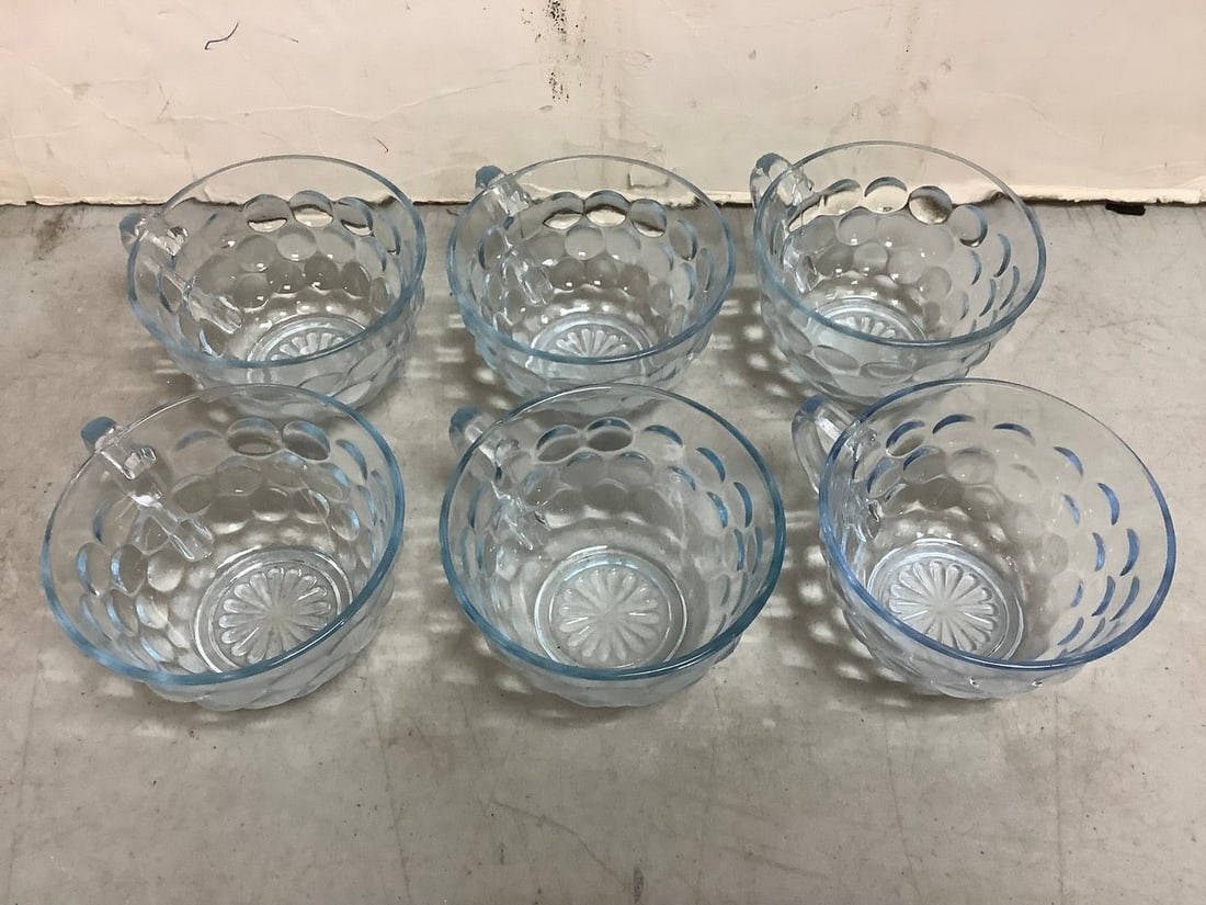 Light Blue Bubble Depression Glass cups(2.25in.tall) (1 of 1)