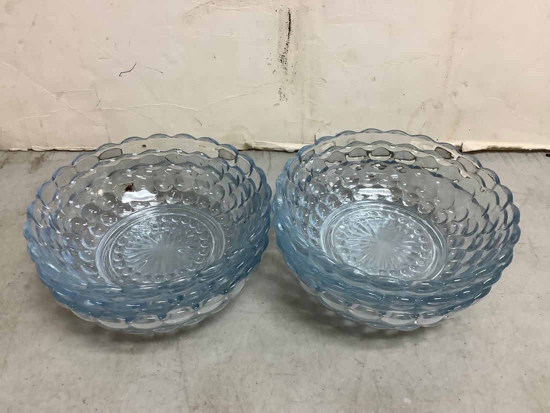 Light blue bubble depression glass bowls(5.25in.across, 1.75in.tall) (1 of 1)