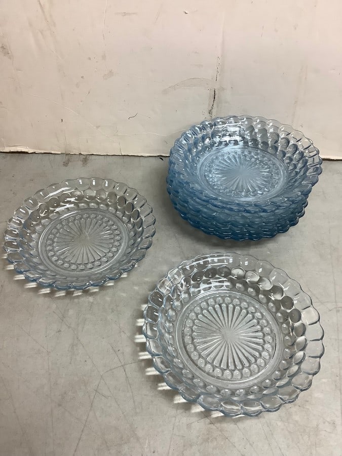 Light blue bubble depression glass bowls(7.75in.across, 1.25in.tall) (1 of 1)