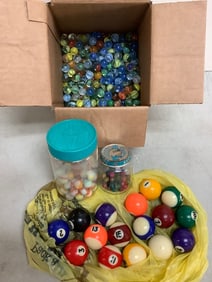 Various Marbles and Mini Pool Balls