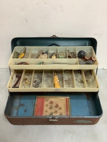 Vintage Fishing Box with Lure and Tools (6.5inx13.5inx6.5in)