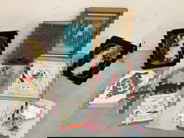 Will Rogers Book, Used Greeting Cards, Various Framed Photographs (Largest - 10.5inx7.5in)