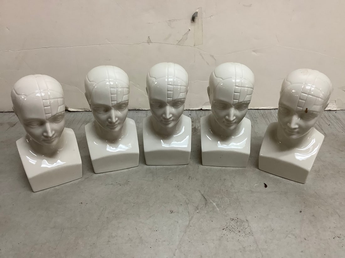 5 Etafron White Phrenology Ceramic Statues(5.25in Tall): 5 Etafron White Phrenology Ceramic Statues(5.25in Tall)