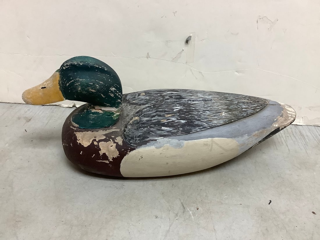 Wooden Duck Decoy - Signed By Artist (17in Long): Wooden Duck Decoy - Signed By Artist (17in Long)