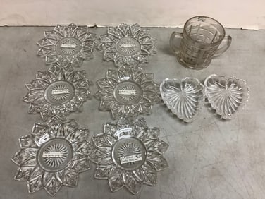 Crystal Plates and Glass Cup (4in Tall)