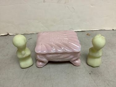 Crown Tuscan Jar Organizer and Ceramic Statues(Tallest - 4in)