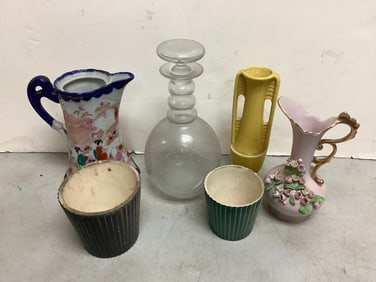 Lefton Vase, Glass Decanter (10in Tall), Oriental Pitcher and more