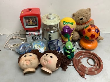 Barnie Nightlight, Disco Ball, Happy Meal Toys, Lantern, Dolls and more (Tallest - 9.25in)