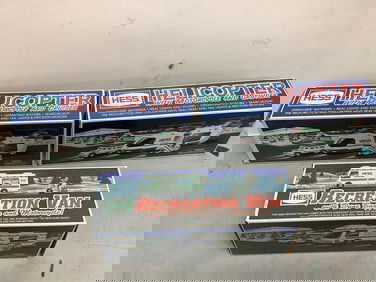 HESS Helicopter with motorcycle and cruiser(2 total) and HESS Recreation Van