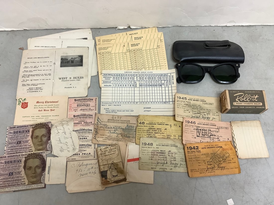 Sunglasses, vintage paperwork, and more: Sunglasses, vintage paperwork, and more