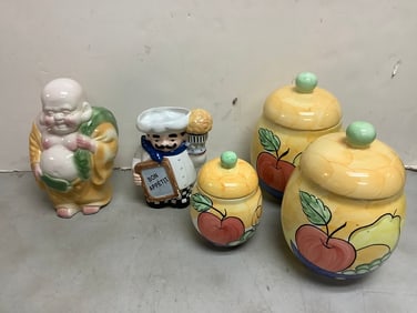 Bella ceramic canisters and more(10.5in.tallest)