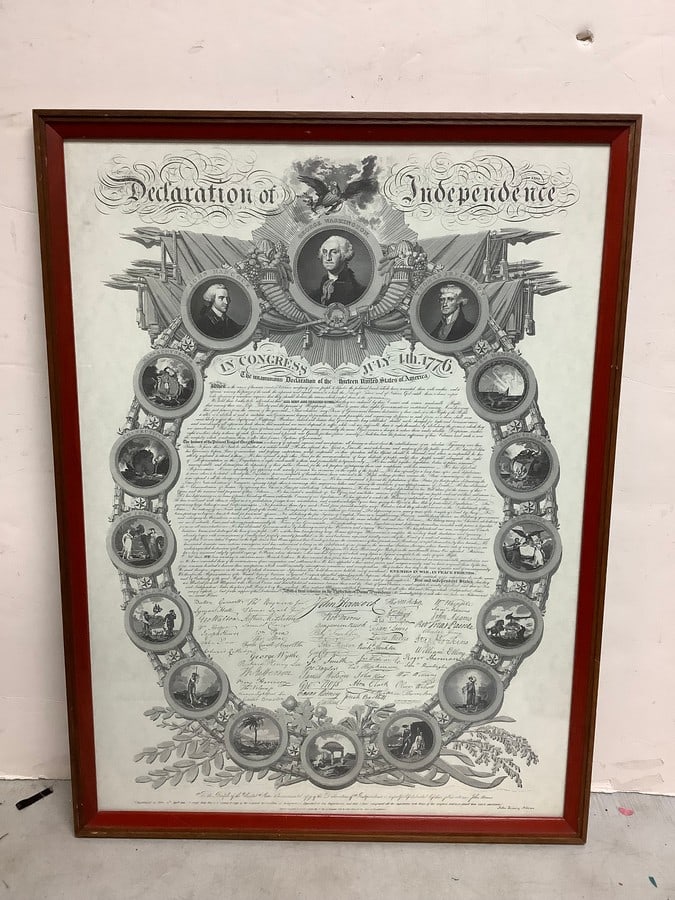 Framed Dept. of State 1819 Declaration of Independence print signed John Quincy (1 of 5)