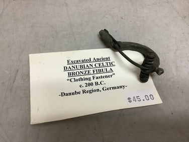Excavated Ancient Danubian Celtic Bronze Fibula