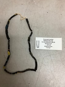 Excavated Ancient Roman Black Glass Mosaic Bead Necklace (c.100 AD, found in Syria)
