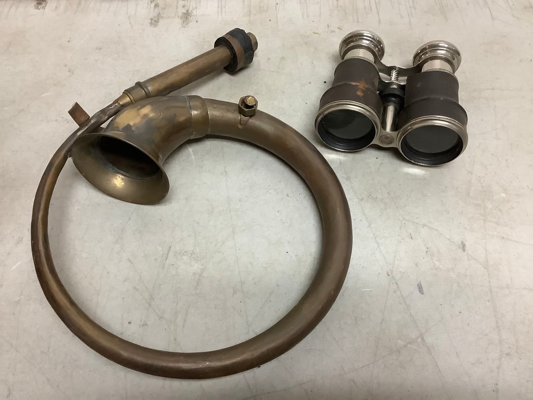 Vintage instrument and binoculars: Vintage instrument and binoculars