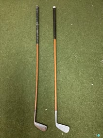 Vintage wooden handle golf clubs(40in.longest-Bee Line golf club and more)