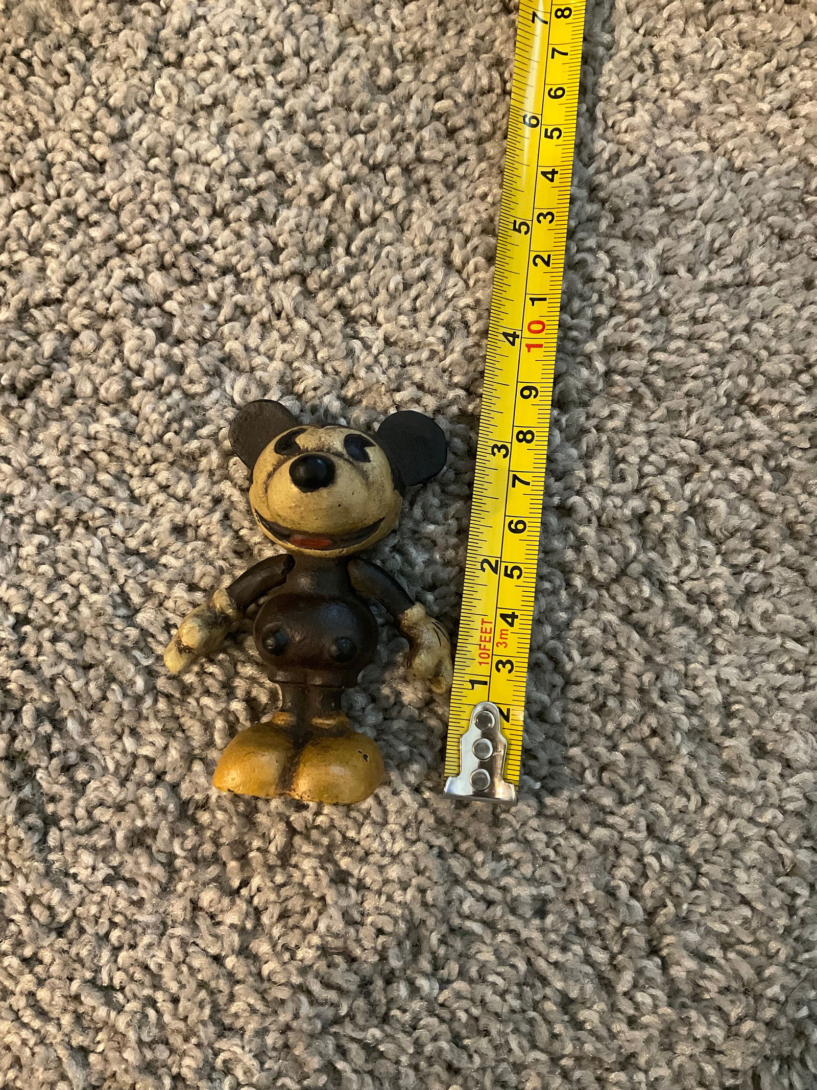 vintage mickey mouse cast iron figurine 3" tall (1 of 1)