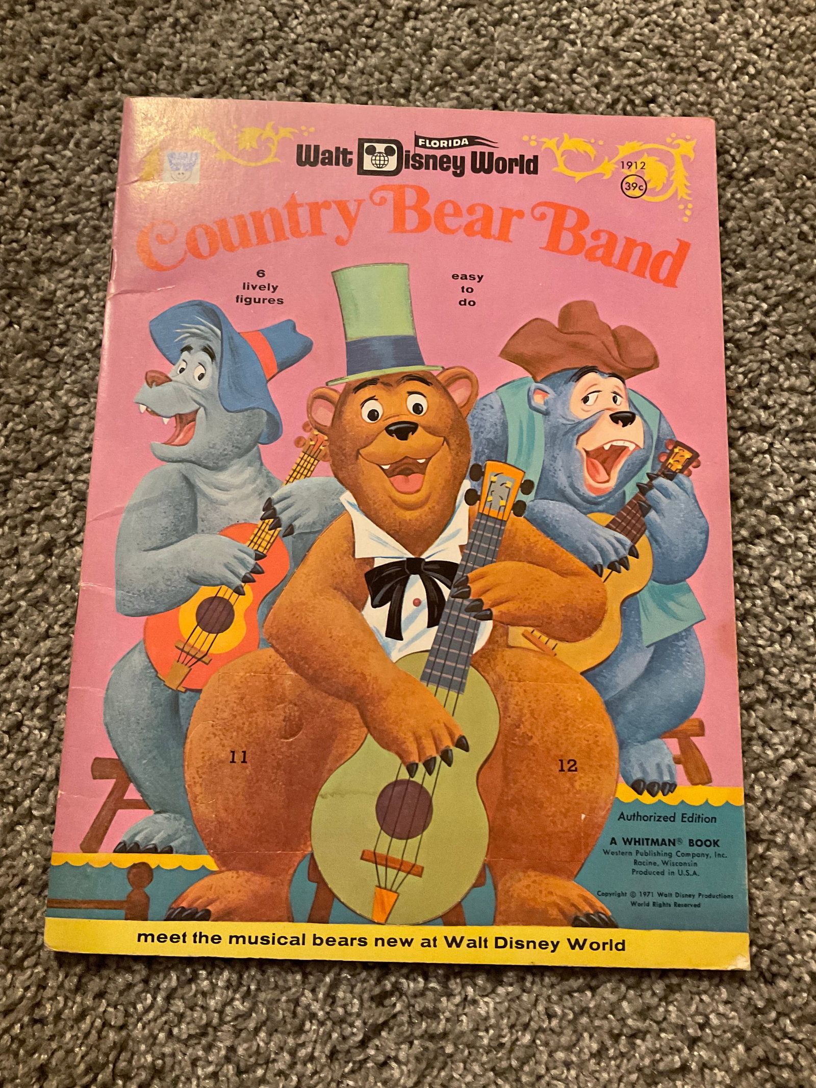 1971 Whitman: Walt Disney World Country Bear Band Punch Out Bears: 1971 Whitman: Walt Disney World Country Bear Band Punch Out Bears