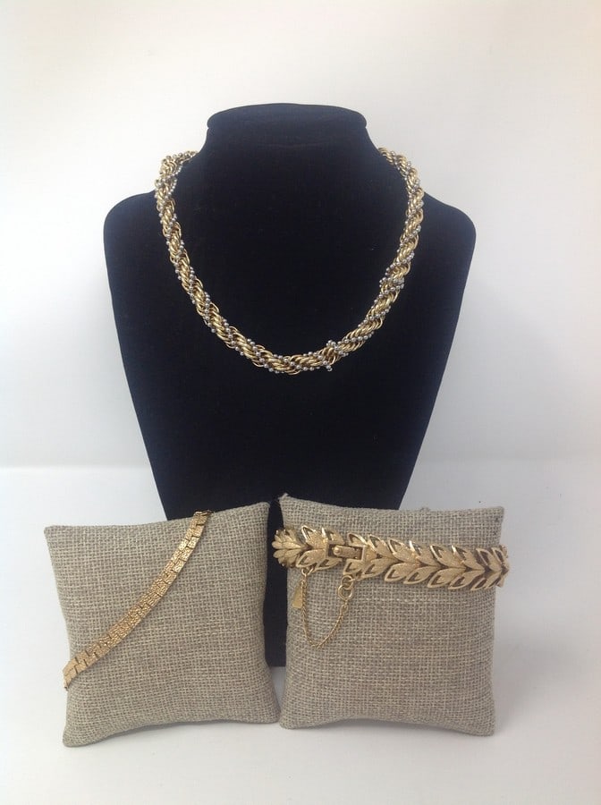 3 Piece Lot 1-Monet Gold textured Vintage 1950s bracelet and more (1 of 1)