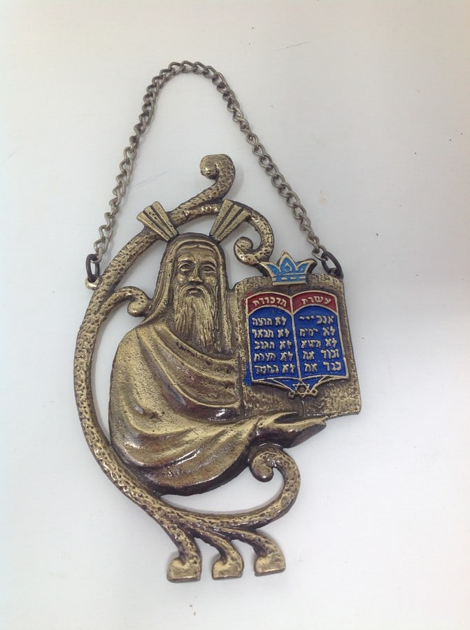 Moses Ten Commandment Brass Hanging Art 5.5?? Tall (1 of 1)