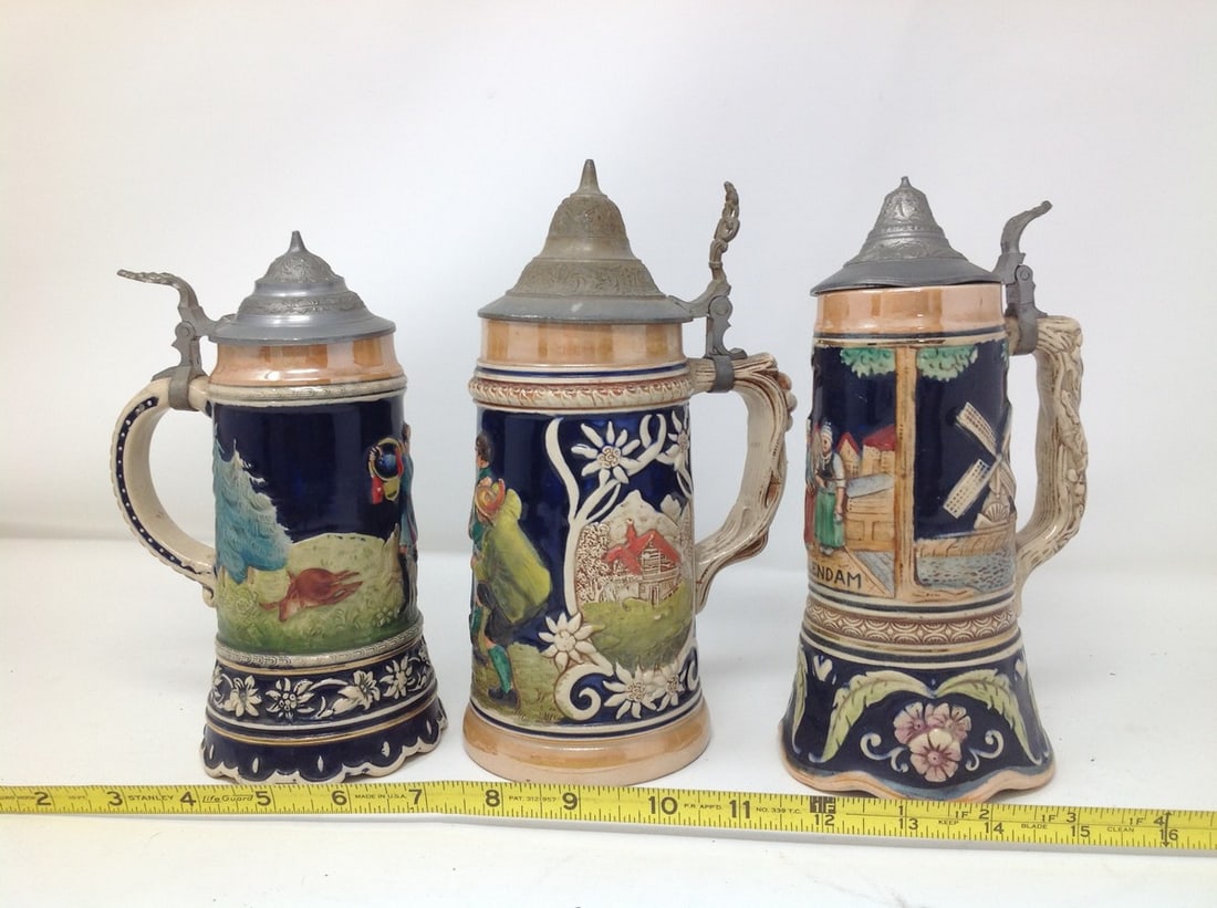 Lot of 3 Vintage, collectable decrotive ceramic tea or coffee jug. Genve music mug does not work! (1 of 1)