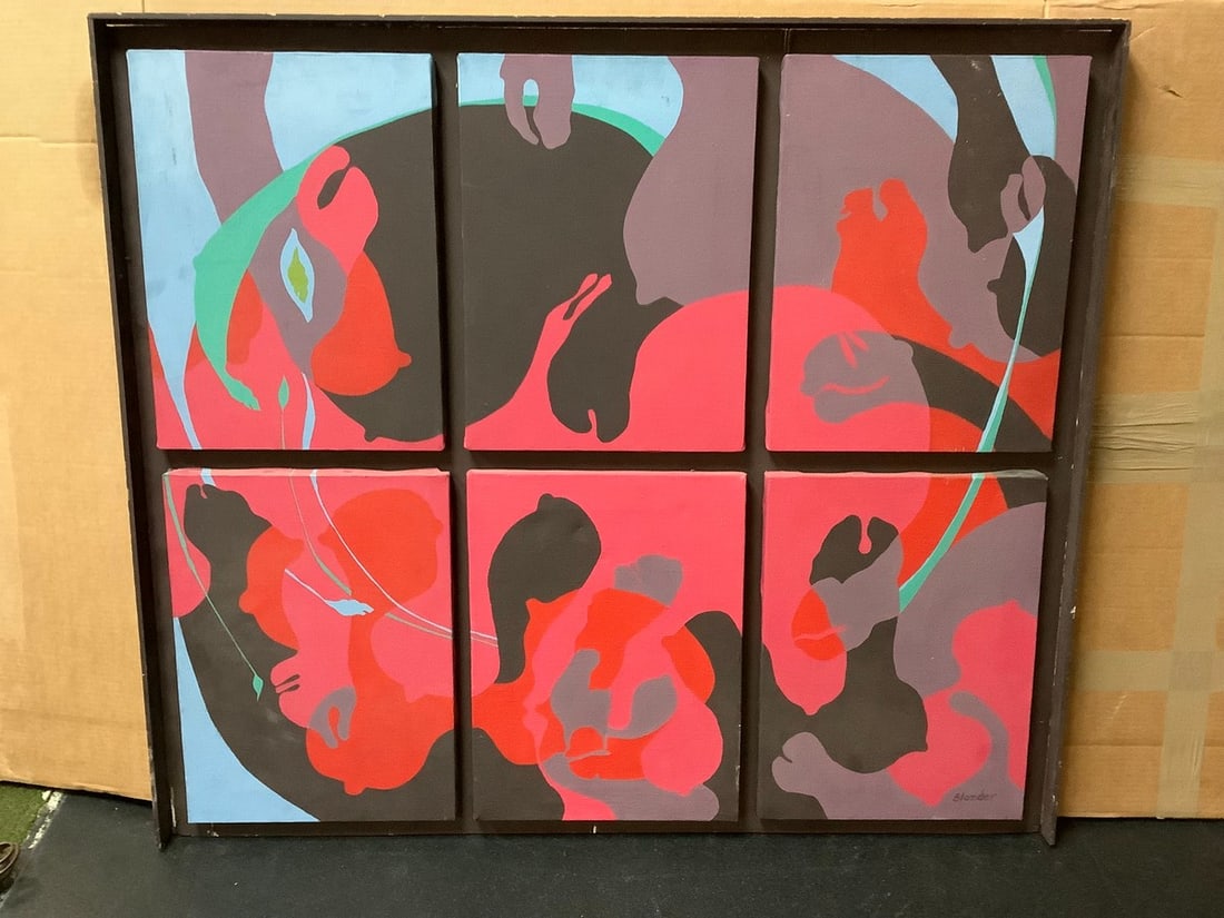 Framed Canvas Collage Artwork - signed by blonder (35.75inx40.5in) (1 of 1)