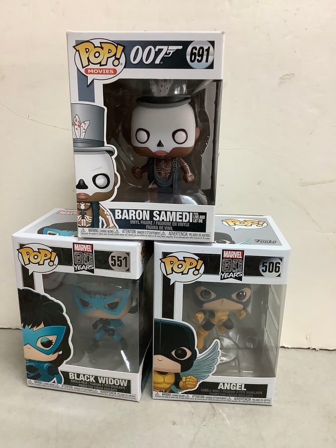 Pop figures(Baron Samedi, Black Widow, and Angel): Pop figures(Baron Samedi, Black Widow, and Angel)