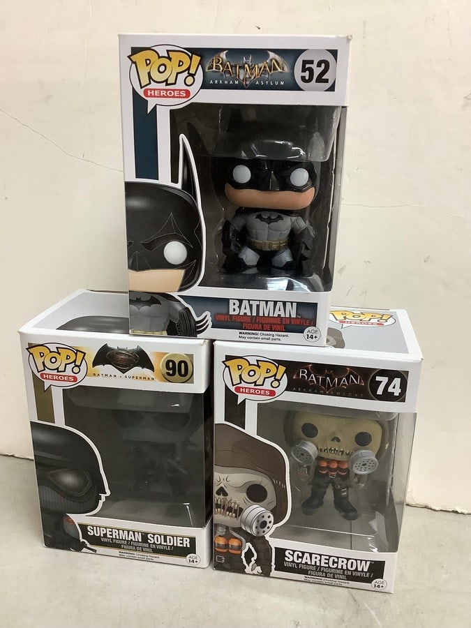 Pop figures(new in box-Batman, Scarecrow, and Superman Soldier): Pop figures(new in box-Batman, Scarecrow, and Superman Soldier)