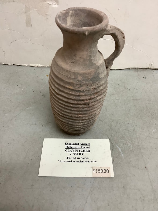 Excavated Ancient Hellenistic Period Clay Pitcher(c.300 BC-6in.tall) (1 of 1)