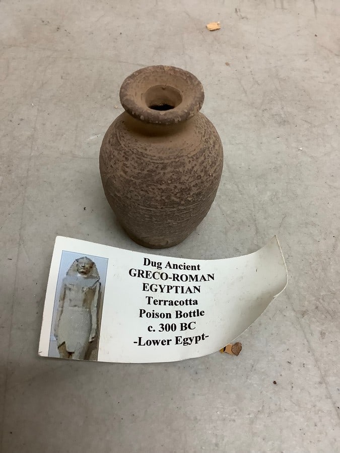 Dug Ancient Greco-Roman Egyptian Terracotta Poison Bottle(2.75in.tall) (1 of 1)