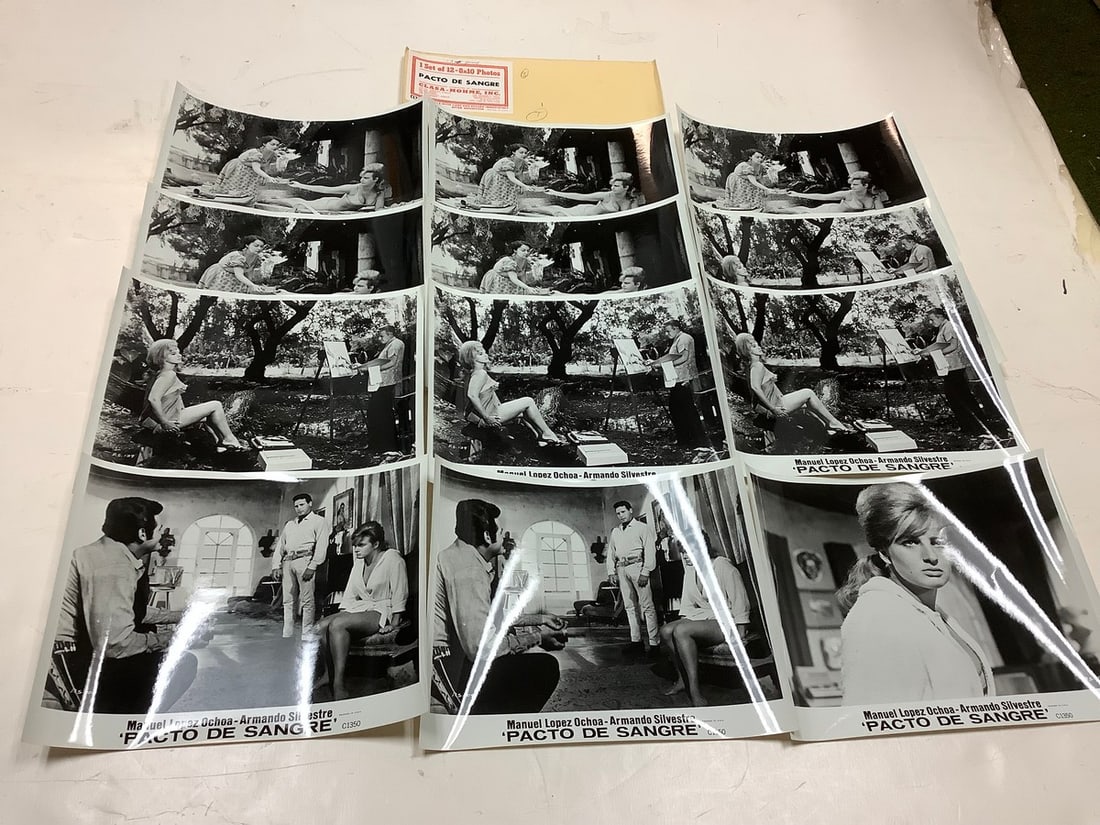 Vintage "Pacto de Sangre" black and white movie prints(8in.x10in.-12 total): Vintage "Pacto de Sangre" black and white movie prints(8in.x10in.-12 total)