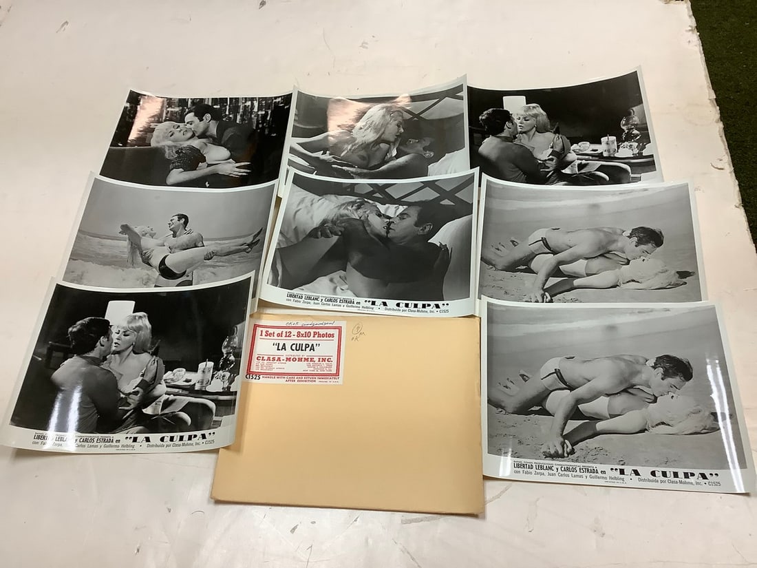 Vintage "La Culpa" Black and White Movie Prints (8inx10in - 8 total): Vintage "La Culpa" Black and White Movie Prints (8inx10in - 8 total)