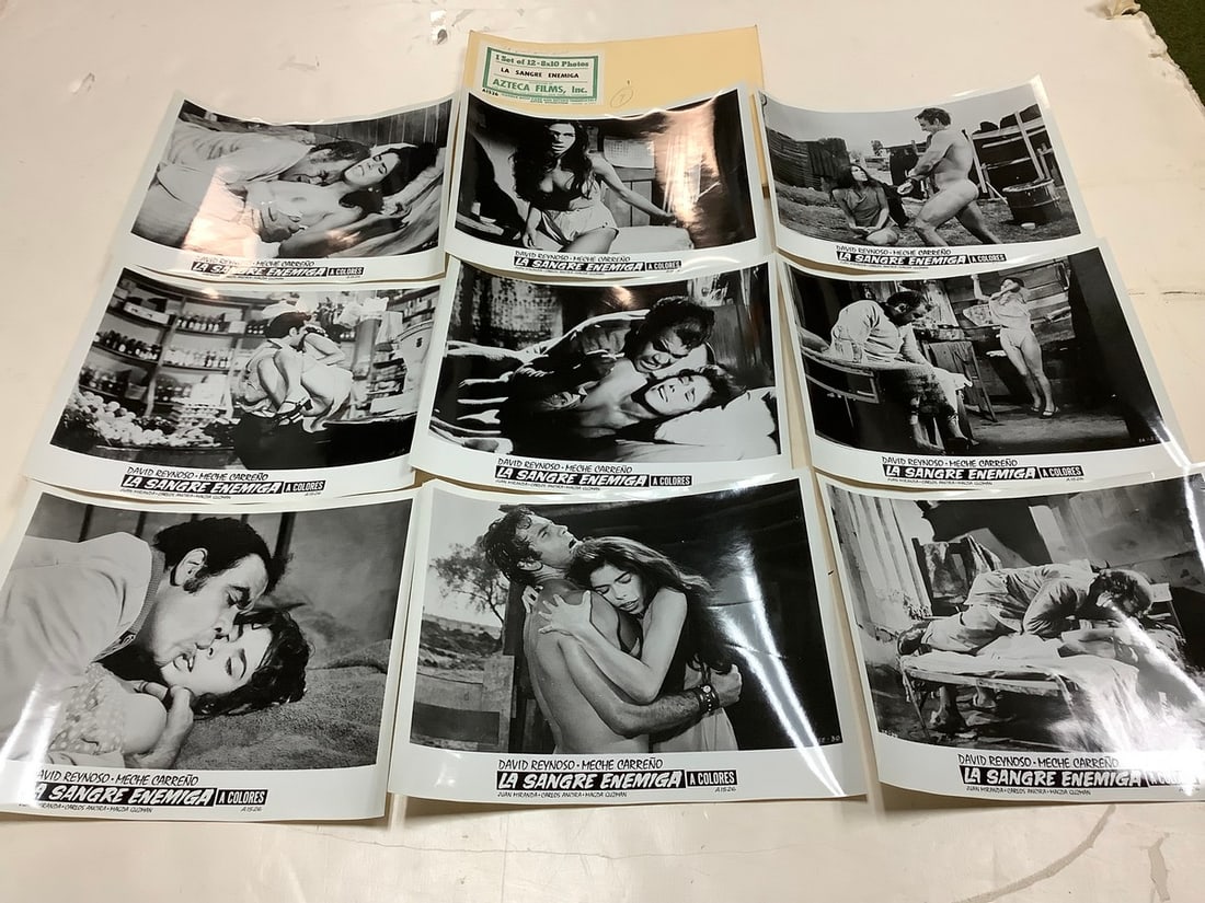Vintage "La Sangre Enemiga" Black and White Movie Prints (8inx10in- 9 total): Vintage "La Sangre Enemiga" Black and White Movie Prints (8inx10in- 9 total)