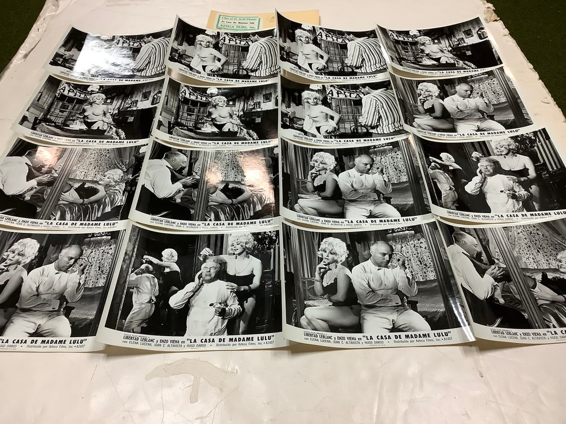 Vintage "La Casa Madame Lulu" Black and White Movie Prints (8inx10in-16 total): Vintage "La Casa Madame Lulu" Black and White Movie Prints (8inx10in-16 total)