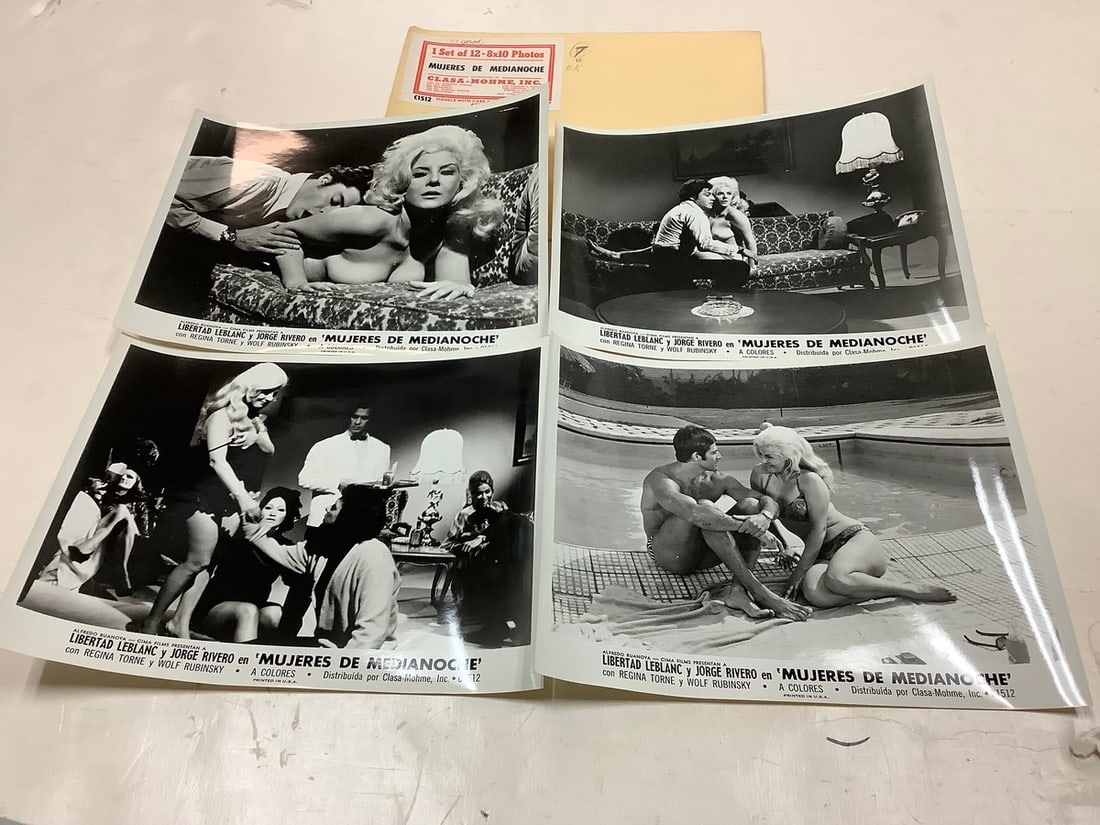 Vintage "Mujeres de Medianoche" Black and White Movie Prints (8inx10in-4total): Vintage "Mujeres de Medianoche" Black and White Movie Prints (8inx10in-4total)