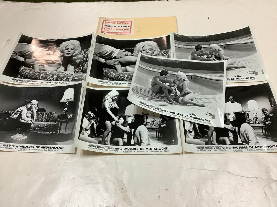 Vintage "Mujeres de Medianoche" Black and White Movie Prints (8inx10in-7 total): Vintage "Mujeres de Medianoche" Black and White Movie Prints (8inx10in-7 total)