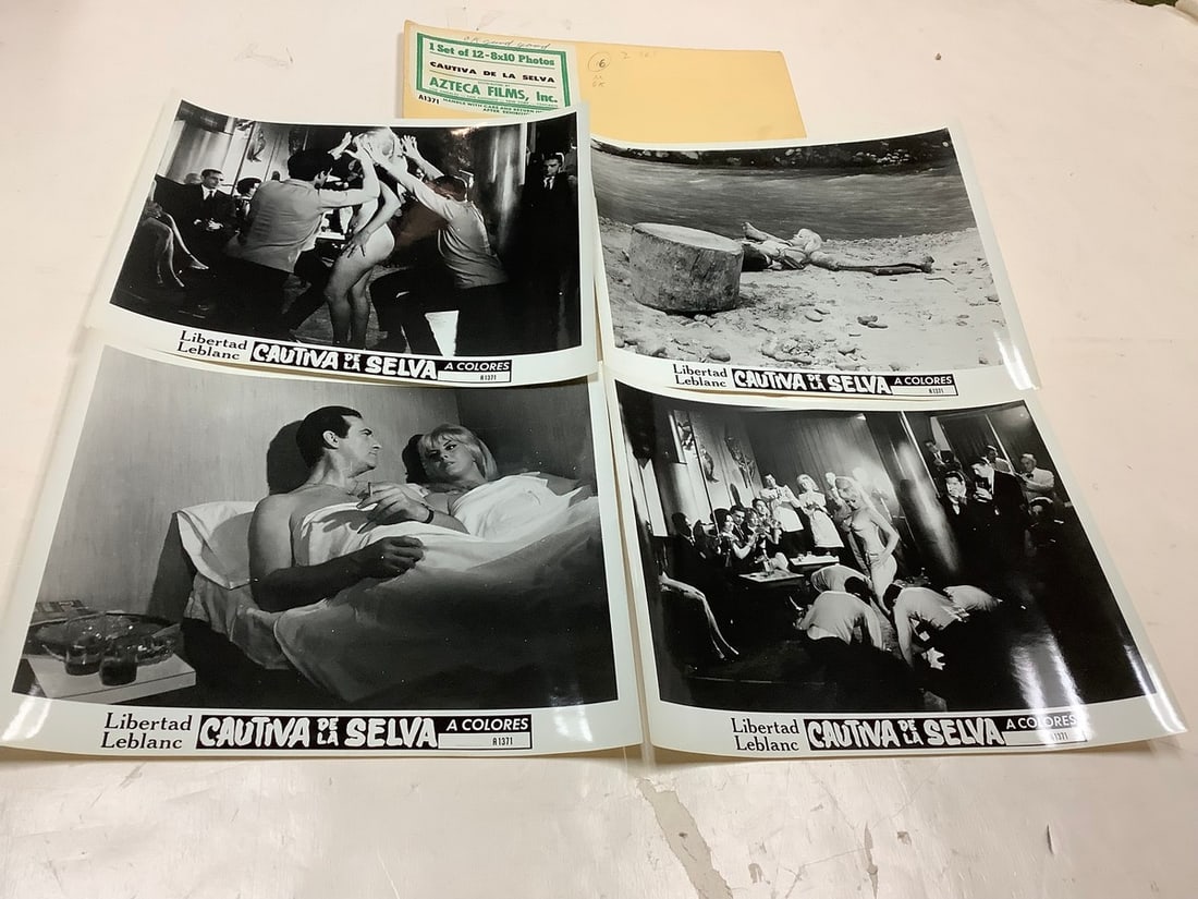 Vintage "Cautiva de la Selva" Black and White Movie Prints (8inx10in-4 total): Vintage "Cautiva de la Selva" Black and White Movie Prints (8inx10in-4 total)