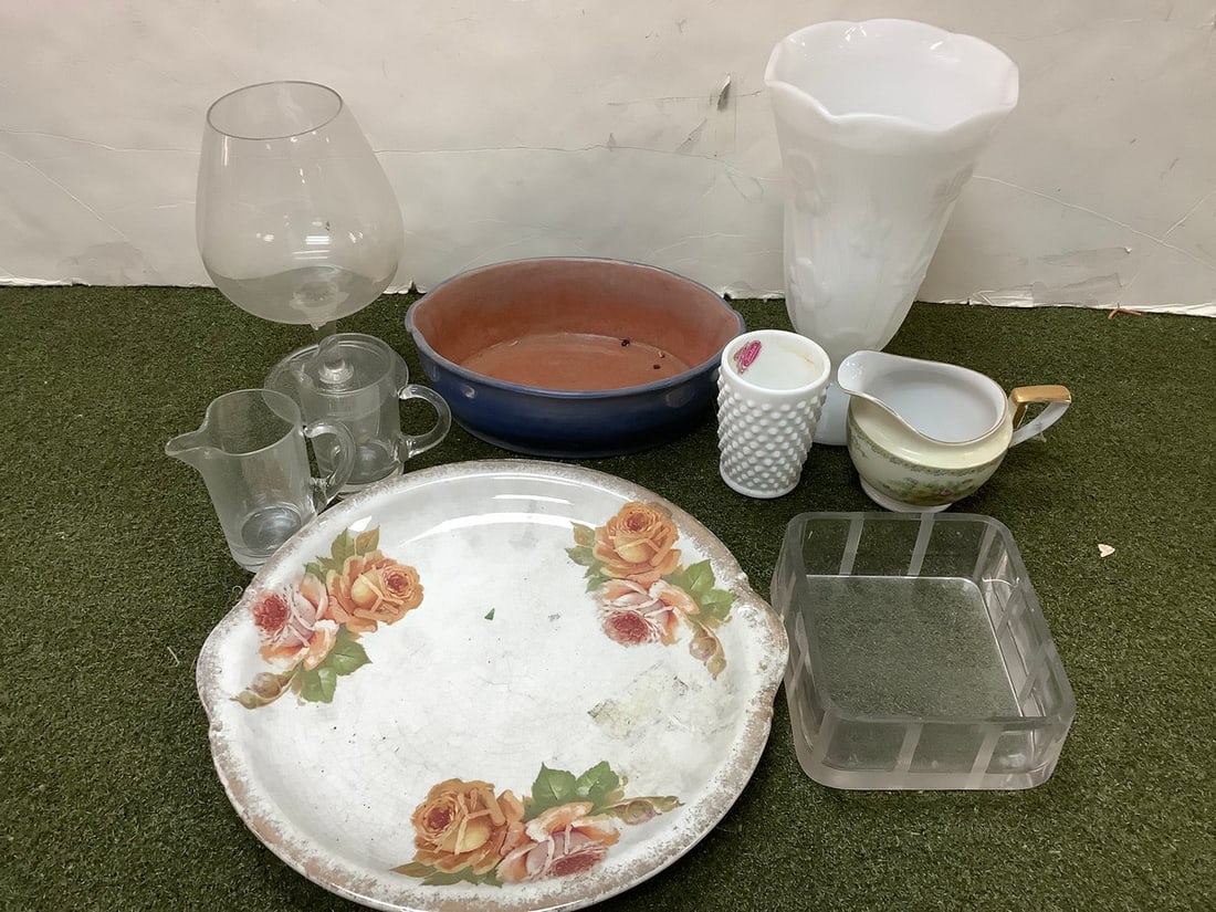 Glass bowls, various pottery jugs/vases, and more(9.5in.tallest) (1 of 1)