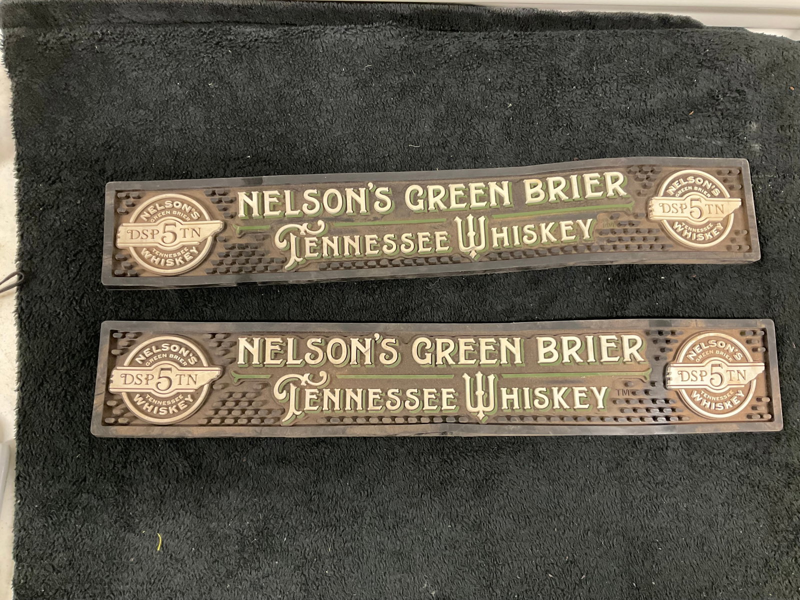 lot of 2 nelson's green breir tennesee whiskey bar mat: lot of 2 nelson's green breir tennesee whiskey bar mat