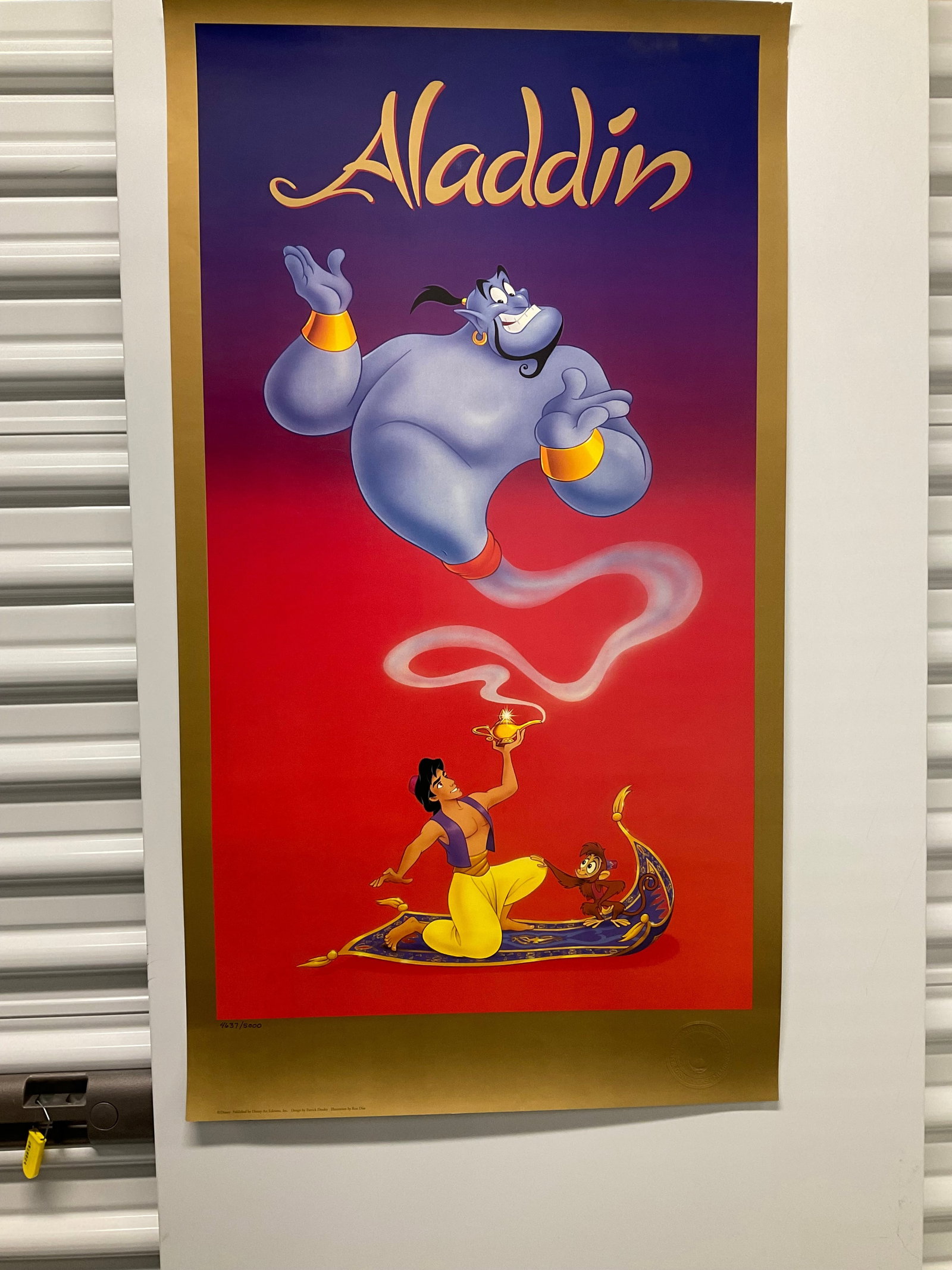 Aladdin cast member exclusive poster 4637 out of 5000 artist Patrick Dooley 18x33: Aladdin cast member exclusive poster 4637 out of 5000 artist Patrick Dooley 18x33