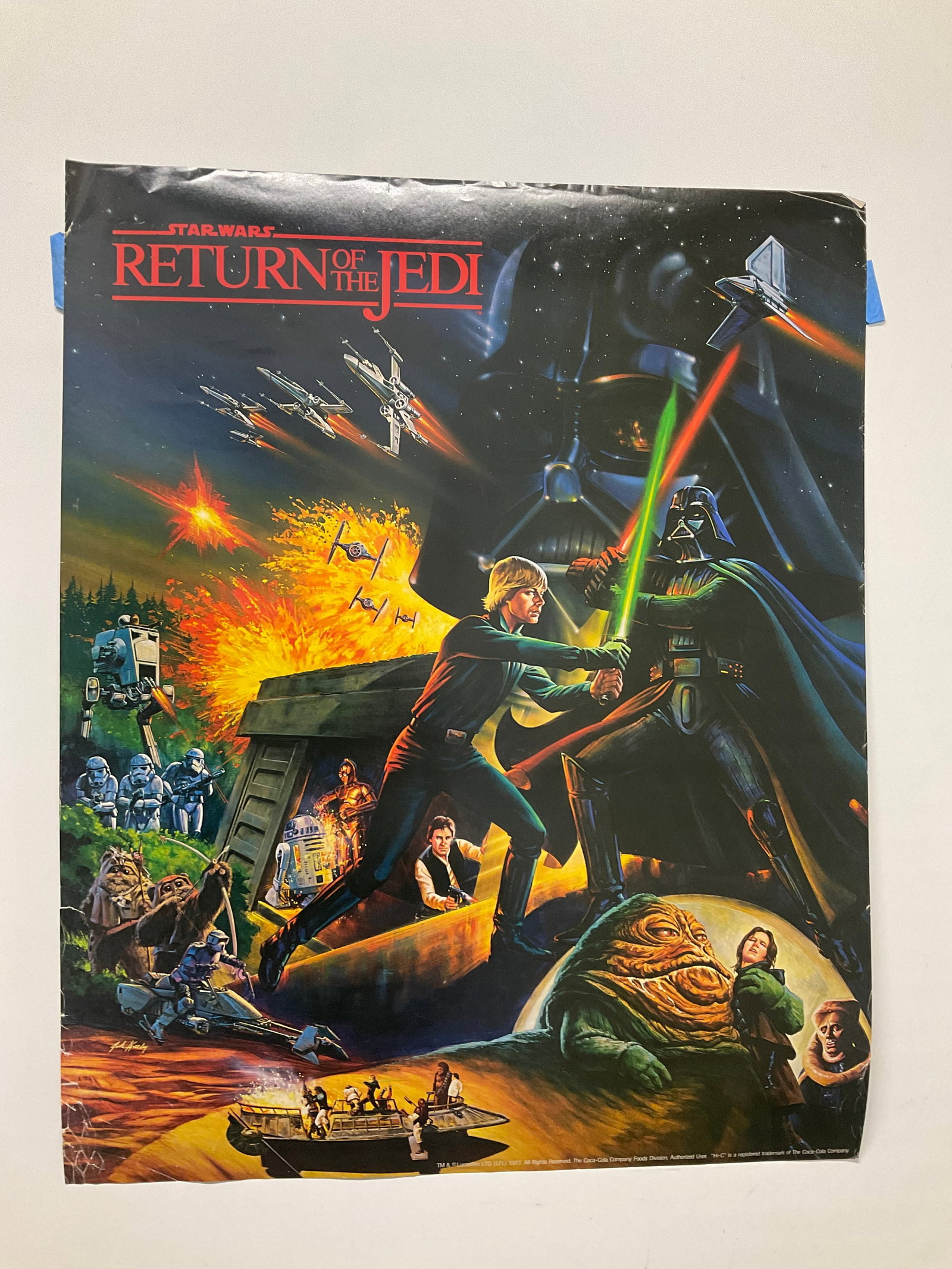 1983 Star Wars Return of the Jedi Coca-Cola Poster 22x18: 1983 Star Wars Return of the Jedi Coca-Cola Poster 22x18