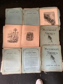 Vintage PICTURESQUE AMERICA Books filled with etchings