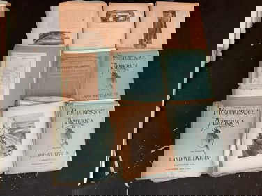 Vintage PICTURESQUE AMERICA Books filled with etchings