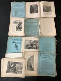 Vintage PICTURESQUE AMERICA Books filled with etchings