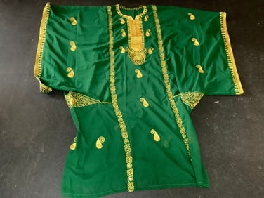 gold and green Saree