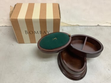 MAHOGANY SWIVEL SEWING BOX 6.25x4.5