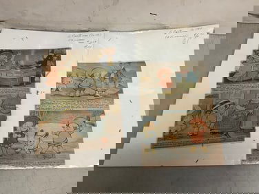 Vintage cartoon illustrations 7.25x10.25 (double sided)