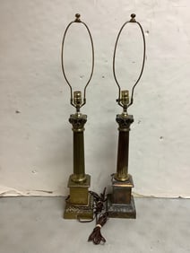 Pair of vintage collum lamps 34in tall