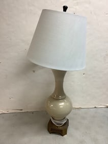 Off white ceramic table lamp 32.25in tall